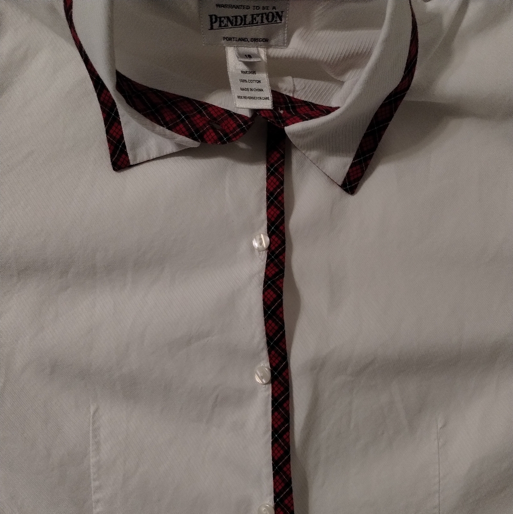 Pendleton Vintage White Button Down Shirt Plaid T… - image 2
